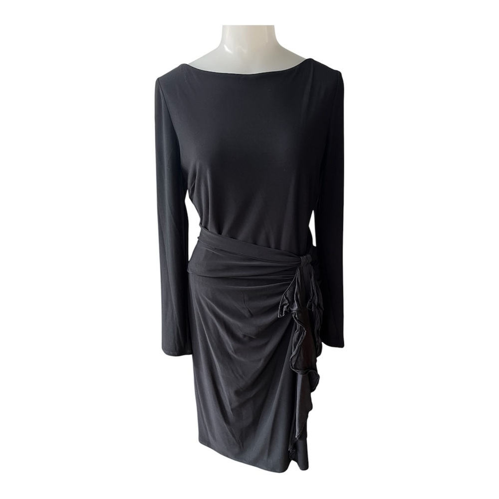 Ralph Lauren Evening Black Long Sleeve Dress with Ruffle detail size 8
